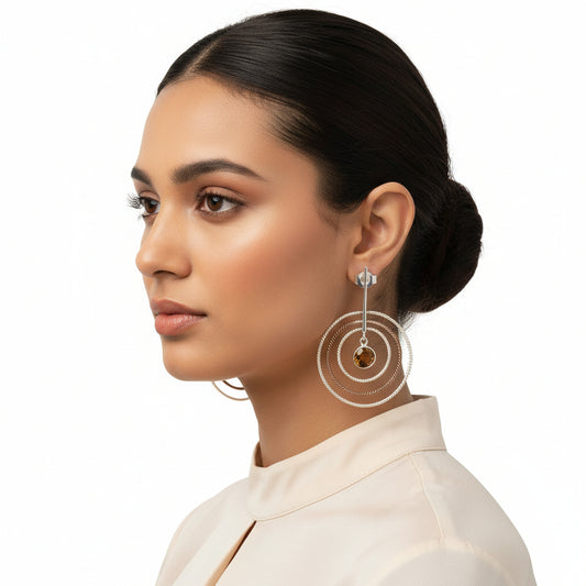 Two Tone Dangle - Smoky Quartz Earrings E-1244 SDE83211-0