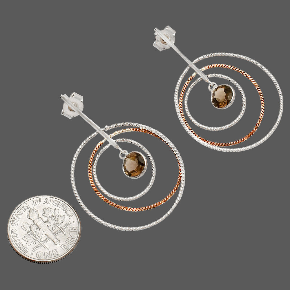 Two Tone Dangle - Smoky Quartz Earrings E-1244 SDE83211-2