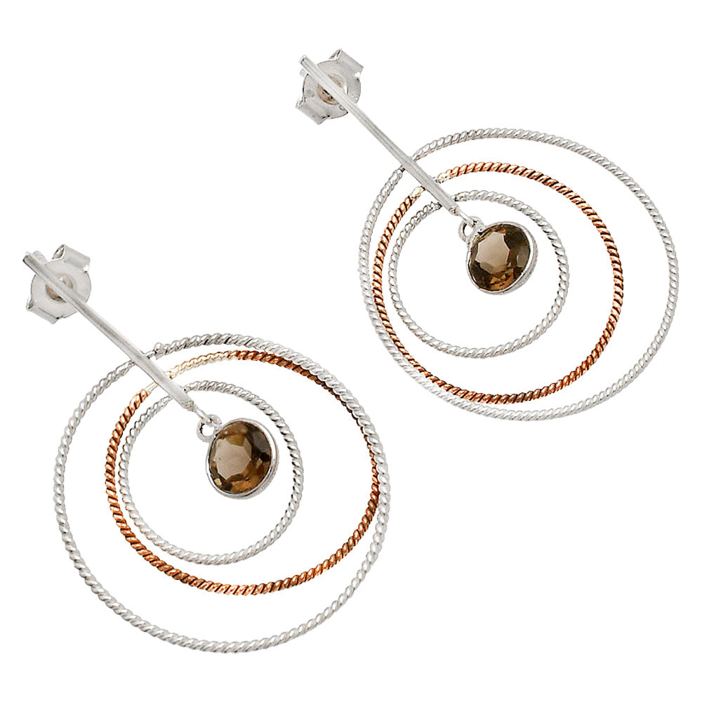 Two Tone Dangle - Smoky Quartz Earrings E-1244 SDE83211-1