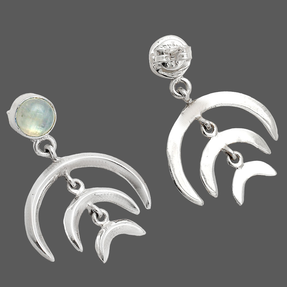 Natural Rainbow Moonstone - India Earrings E-1249 SDE84383-2