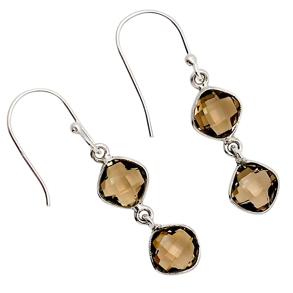 Smoky Quartz Checker Briolette Earrings E-1006 SDE90830-0