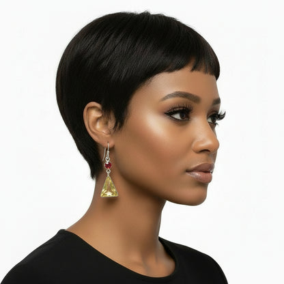 Lemon Quartz and Garnet Earrings E-1002 SDE91119-0