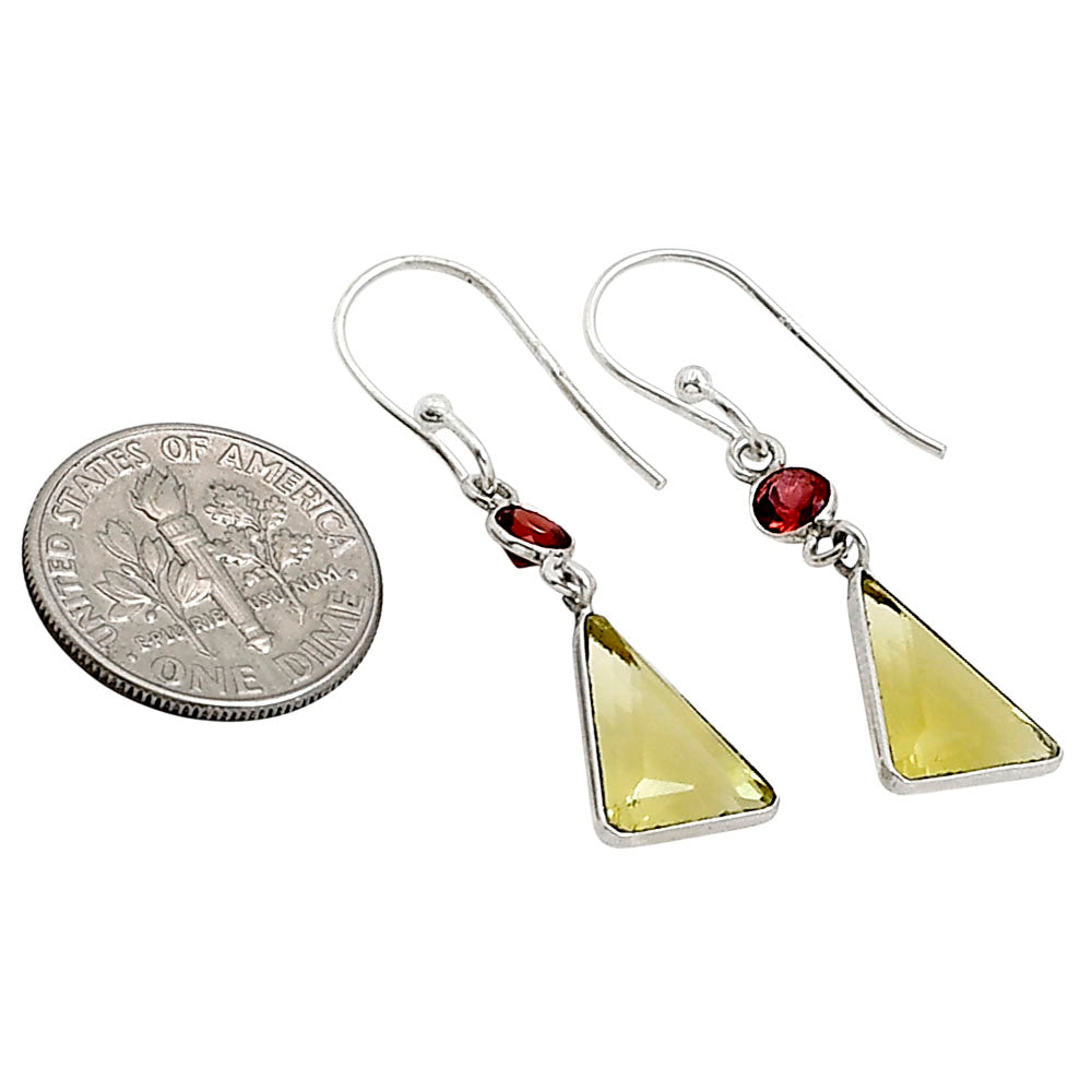Lemon Quartz and Garnet Earrings E-1002 SDE91119-1