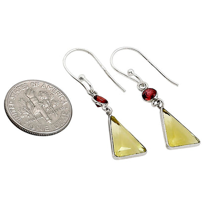 Lemon Quartz and Garnet Earrings E-1002 SDE91119-1