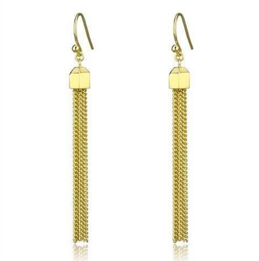 3W1207 - Gold Brass Earrings with Top Grade Crystal  in Clear