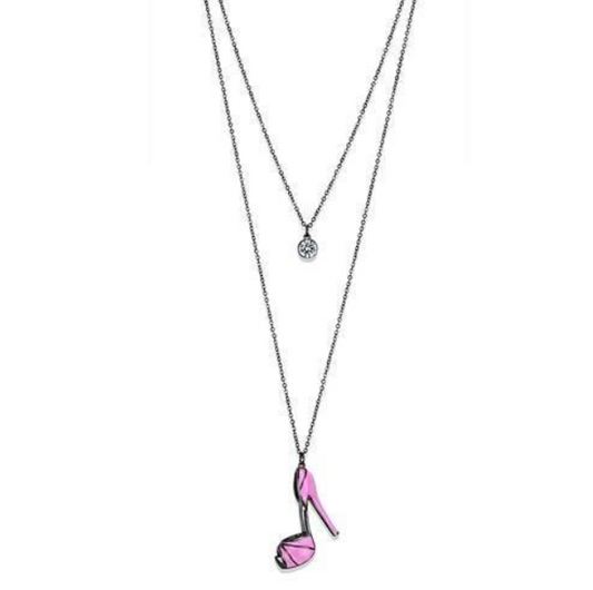 TK2703 - IP Light Black  (IP Gun) Stainless Steel Chain Pendant with Top Grade Crystal  in Clear