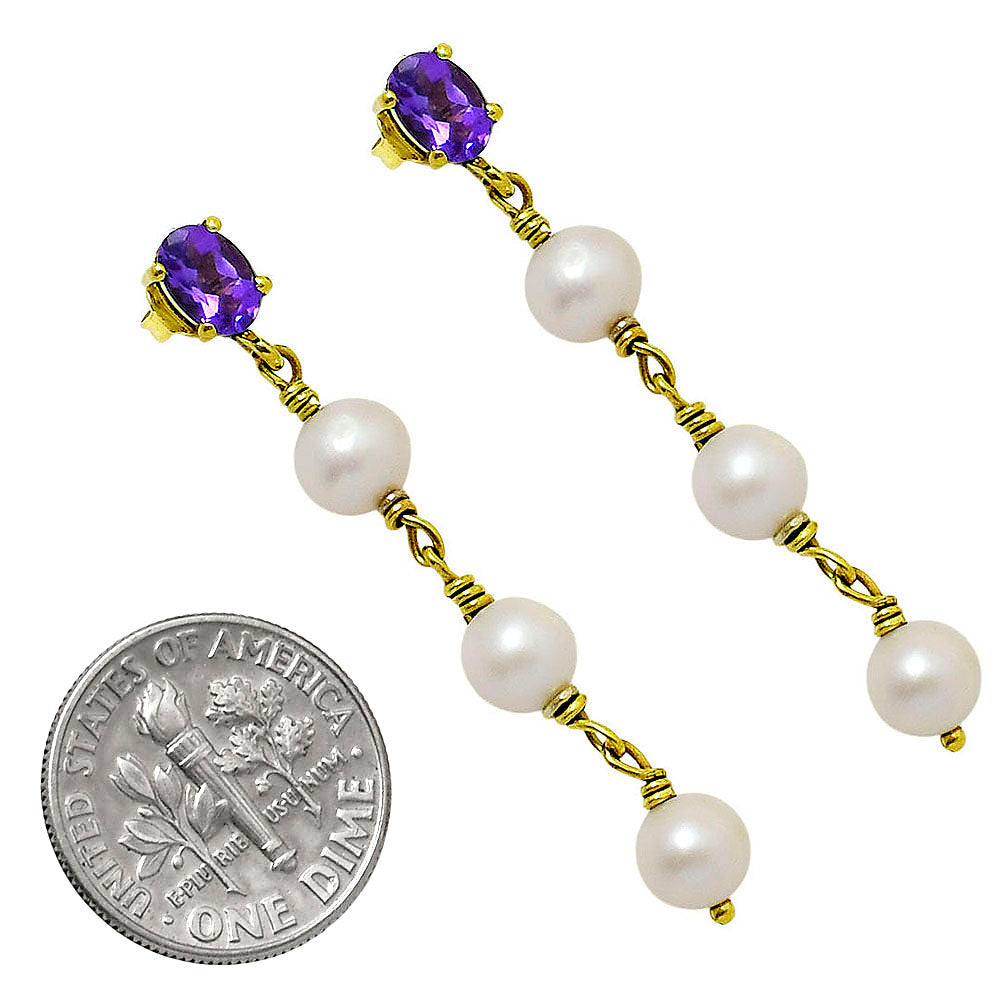 18K Gold Over Brass Natural Gemstones Oval Shape Earrings TGE1010 EM-1268-4