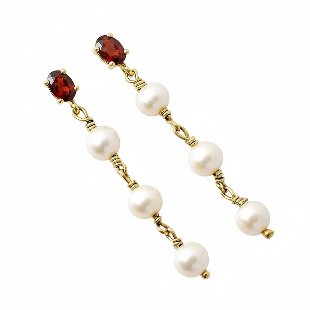 18K Gold Over Brass Natural Gemstones Oval Shape Earrings TGE1010 EM-1268-6