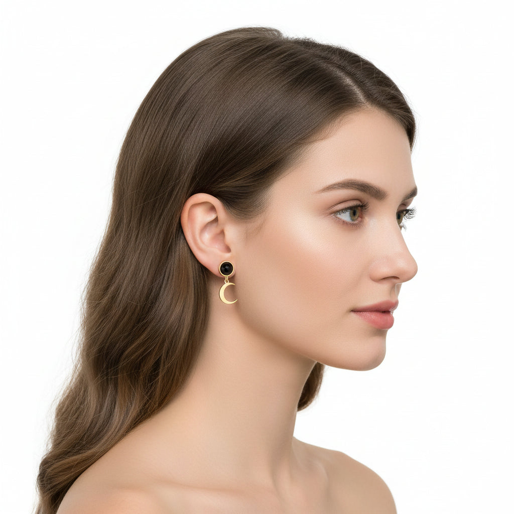 18K Gold Over Brass Natural Gemstones Round Shape Earrings TGE1015 EM-1267-0