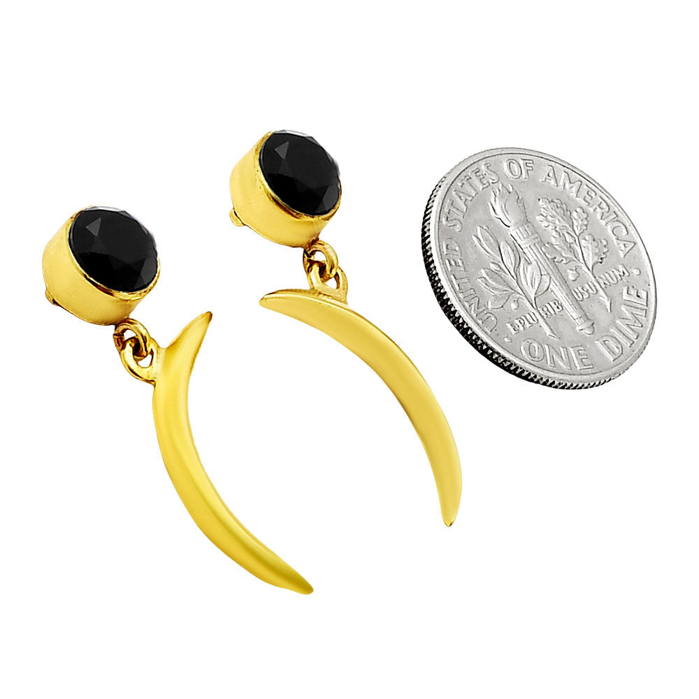 18K Gold Over Brass Natural Gemstones Round Shape Earrings TGE1015 EM-1267-4