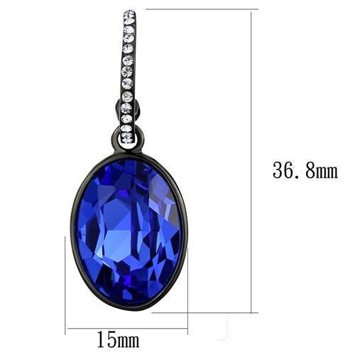 TK2538 - IP Black(Ion Plating) Stainless Steel Earrings with Top Grade Crystal  in Sapphire-1