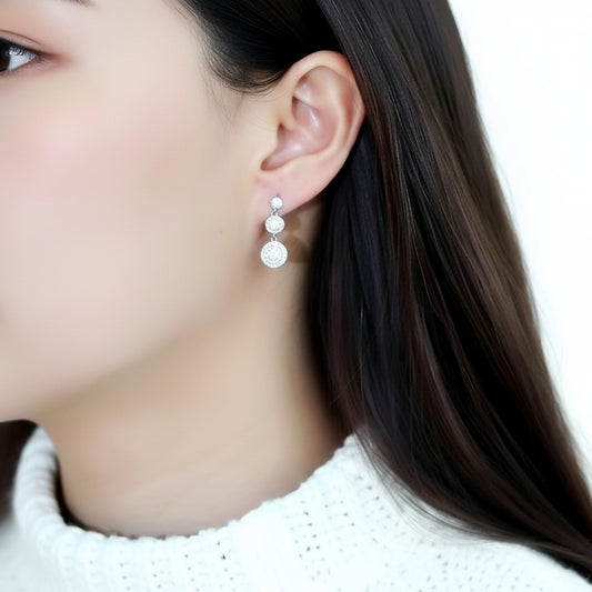 TS494 - Rhodium 925 Sterling Silver Earrings with AAA Grade CZ  in Clear-2