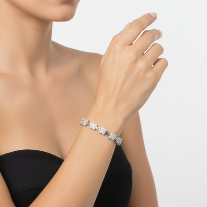 LOA545 - Rhodium Brass Bracelet with AAA Grade CZ  in Clear-0