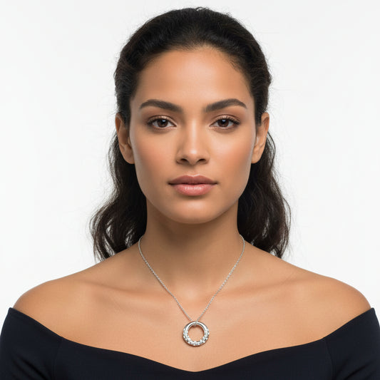 LOAS1319 - High polished (no plating) 925 Sterling Silver Chain Pendant with AAA Grade CZ  in Clear-0