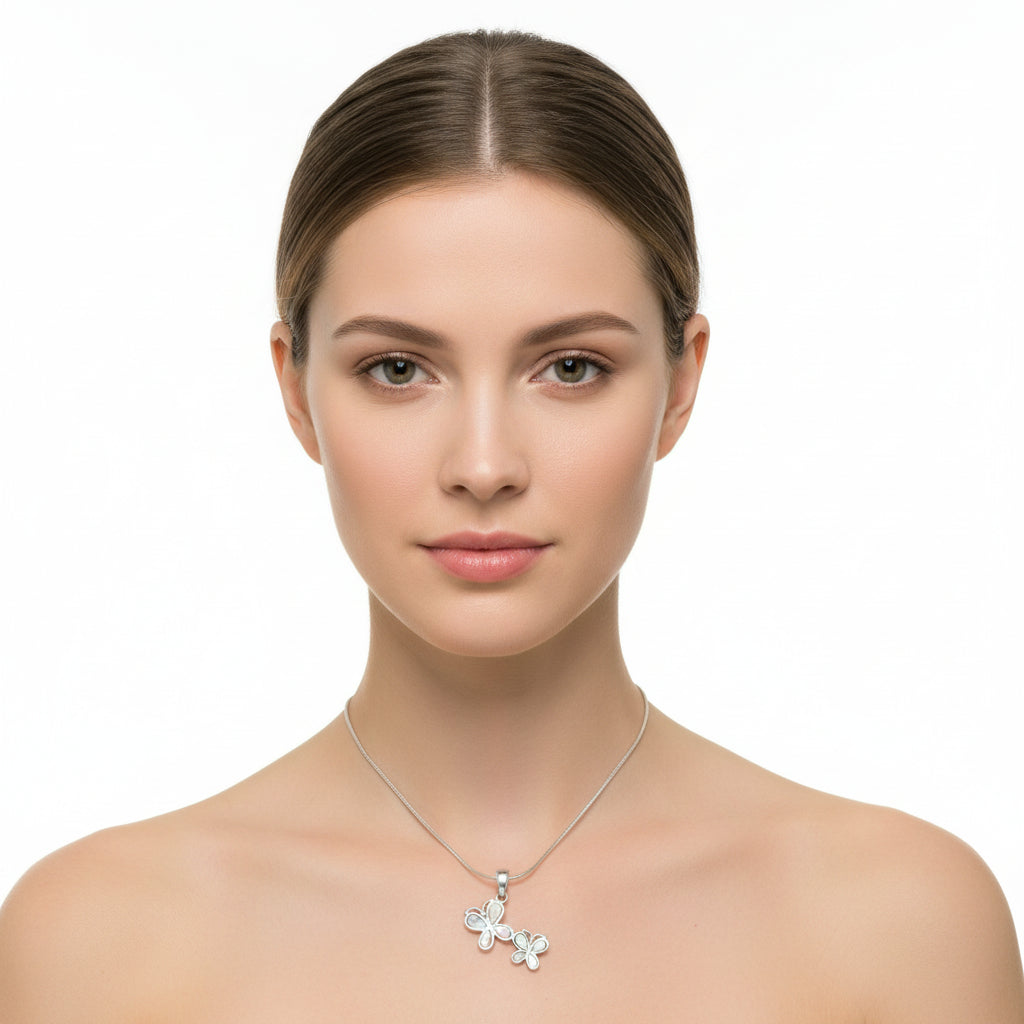 LOAS1328 - Rhodium 925 Sterling Silver Chain Pendant with Precious Stone Conch in Multi Color-0