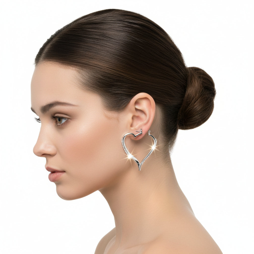 LOAS784 - High-Polished 925 Sterling Silver Earrings with AAA Grade CZ  in Clear-0