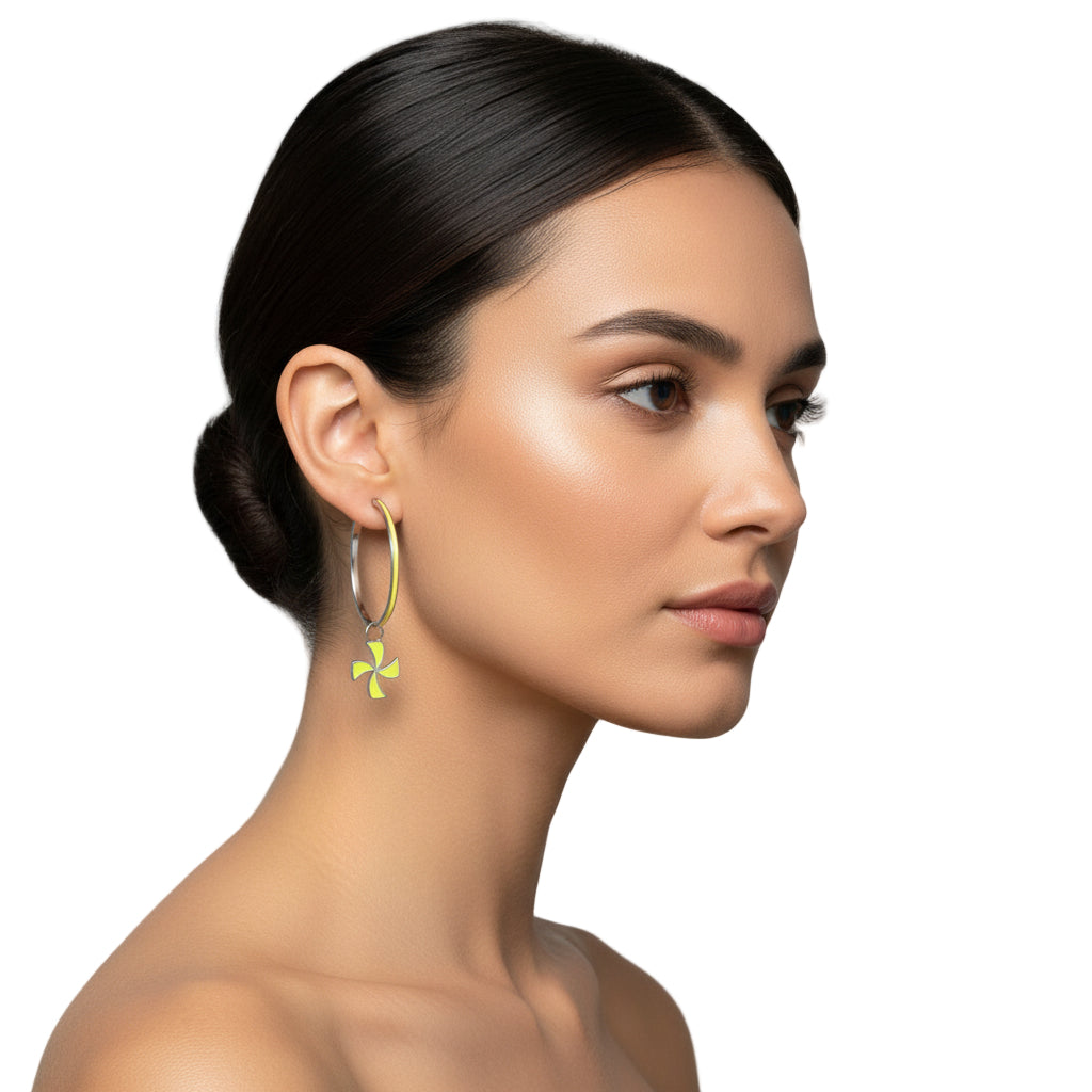 TK914 - High polished (no plating) Stainless Steel Earrings with Epoxy  in Multi Color-0