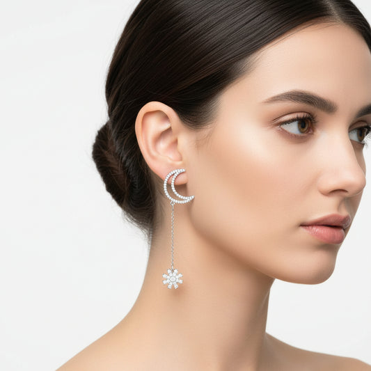 TS437 - Rhodium 925 Sterling Silver Earrings with AAA Grade CZ  in Clear-0