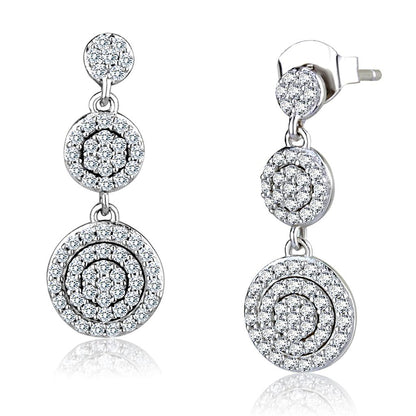 TS494 - Rhodium 925 Sterling Silver Earrings with AAA Grade CZ  in Clear-0